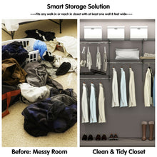 Load image into Gallery viewer, Gymax Custom Closet Organizer Kit 3 to 5 FT Wall-mounted Closet System w/Hang Rod Grey