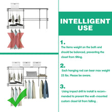 Load image into Gallery viewer, Gymax Custom Closet Organizer Kit 3 to 5 FT Wall-mounted Closet System w/Hang Rod Grey