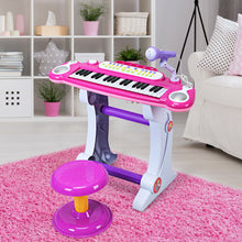 Load image into Gallery viewer, Gymax Kids Electronic Keyboard Piano MP3 Input 37 Key Microphone Stool Toy