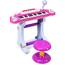 Load image into Gallery viewer, Gymax Kids Electronic Keyboard Piano MP3 Input 37 Key Microphone Stool Toy