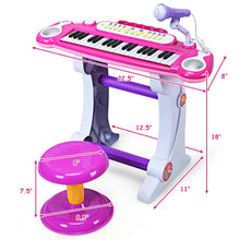 Load image into Gallery viewer, Gymax Kids Electronic Keyboard Piano MP3 Input 37 Key Microphone Stool Toy