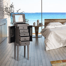 Load image into Gallery viewer, Gymax Standing Jewelry Cabinet Storage Organizer Wood Legs Mirror&5 Drawers Christmas Gift