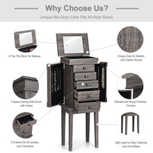 Load image into Gallery viewer, Gymax Standing Jewelry Cabinet Storage Organizer Wood Legs Mirror&5 Drawers Christmas Gift