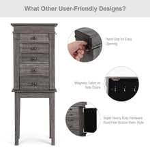 Load image into Gallery viewer, Gymax Standing Jewelry Cabinet Storage Organizer Wood Legs Mirror&5 Drawers Christmas Gift