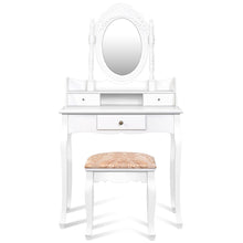 Load image into Gallery viewer, Gymax 3 Drawers Vanity Set Dressing Table w/ Tri-Folding Mirror White