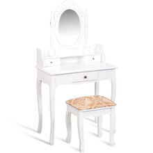 Load image into Gallery viewer, Gymax 3 Drawers Vanity Set Dressing Table w/ Tri-Folding Mirror White