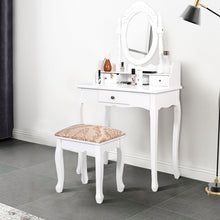 Load image into Gallery viewer, Gymax 3 Drawers Vanity Set Dressing Table w/ Tri-Folding Mirror White