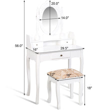 Load image into Gallery viewer, Gymax 3 Drawers Vanity Set Dressing Table w/ Tri-Folding Mirror White