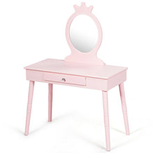 Load image into Gallery viewer, Gymax Kids Vanity Makeup Table & Chair Set Make Up Stool Play Set for Children Pink