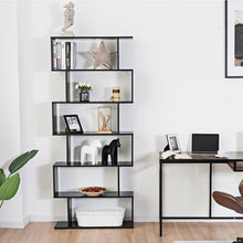 Load image into Gallery viewer, Gymax 6 Tier S-Shaped Bookcase Z-Shelf Style Storage Display Modern Bookshelf Black