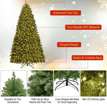 Load image into Gallery viewer, Gymax Pre-Lit 8' Artificial PVC Christmas Tree Hinged 880 LED Lights Metal Stand