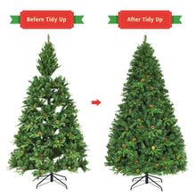 Load image into Gallery viewer, Gymax Pre-Lit 7.5' Artificial Christmas Tree Hinged LED Lights Pine Cones Metal Stand