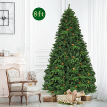 Load image into Gallery viewer, Gymax Pre-Lit 8' Premium Spruce Artificial Christmas Tree Hinged 660 LED Lights Pine Cones