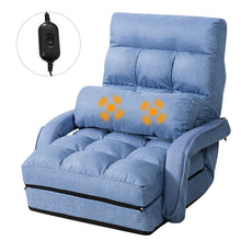 Load image into Gallery viewer, Gymax Blue Folding Lazy Sofa Floor Chair Sofa Lounger Bed with Armrests and Pillow