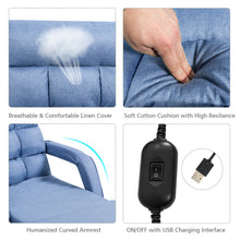 Load image into Gallery viewer, Gymax Blue Folding Lazy Sofa Floor Chair Sofa Lounger Bed with Armrests and Pillow