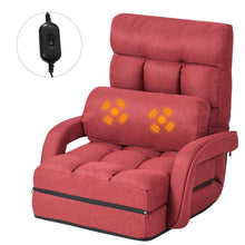 Load image into Gallery viewer, Gymax Red Folding Lazy Sofa Floor Chair Sofa Lounger Bed with Armrests and a Pillow