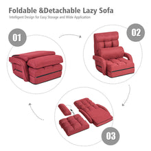 Load image into Gallery viewer, Gymax Red Folding Lazy Sofa Floor Chair Sofa Lounger Bed with Armrests and a Pillow