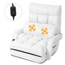 Load image into Gallery viewer, Gymax White Folding Lazy Sofa Floor Chair Sofa Lounger Bed with Armrests and Pillow