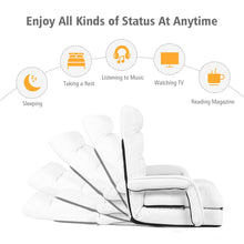 Load image into Gallery viewer, Gymax White Folding Lazy Sofa Floor Chair Sofa Lounger Bed with Armrests and Pillow