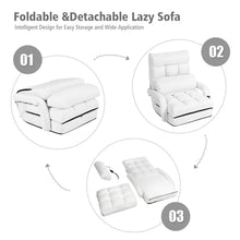 Load image into Gallery viewer, Gymax White Folding Lazy Sofa Floor Chair Sofa Lounger Bed with Armrests and Pillow