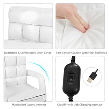 Load image into Gallery viewer, Gymax White Folding Lazy Sofa Floor Chair Sofa Lounger Bed with Armrests and Pillow