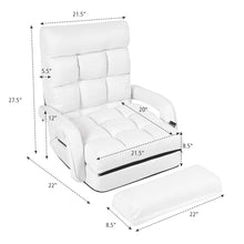 Load image into Gallery viewer, Gymax White Folding Lazy Sofa Floor Chair Sofa Lounger Bed with Armrests and Pillow