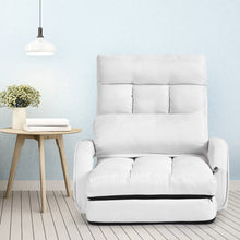 Load image into Gallery viewer, Gymax White Folding Lazy Sofa Floor Chair Sofa Lounger Bed with Armrests and Pillow