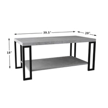 Load image into Gallery viewer, Gymax Coffee Table Metal Frame Accent Cocktail Table w/ Storage Shelf Cement Color