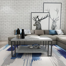 Load image into Gallery viewer, Gymax Coffee Table Metal Frame Accent Cocktail Table w/ Storage Shelf Cement Color