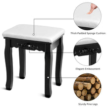 Load image into Gallery viewer, Gymax Vanity Jewelry Wooden Makeup Dressing Table Set W/Stool Mirror & 5 Drawers Black