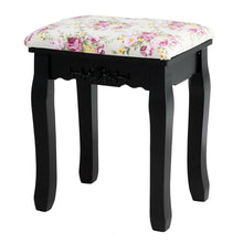 Load image into Gallery viewer, Gymax Vanity Makeup Dressing Table Stool Set w/ Mirror& 4 Drawers & Rose Cushion Black