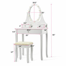 Load image into Gallery viewer, Gymax 3 Drawers Bedroom Vanity Makeup Dressing Table Stool Set Lighted Mirror W/10 LED Bulbs
