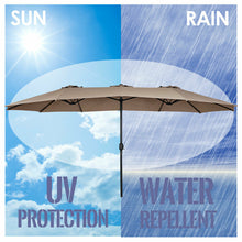 Load image into Gallery viewer, Gymax 15' Twin Patio Umbrella Double-Sided Outdoor Market Umbrella with Crank Tan