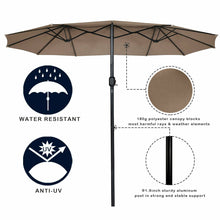 Load image into Gallery viewer, Gymax 15' Twin Patio Umbrella Double-Sided Outdoor Market Umbrella with Crank Tan
