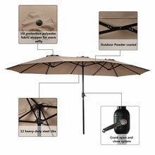 Load image into Gallery viewer, Gymax 15' Twin Patio Umbrella Double-Sided Outdoor Market Umbrella with Crank Tan