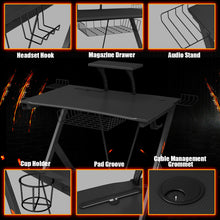 Load image into Gallery viewer, Gymax Gaming Desk Computer Desk PC Table Workstation with Headphone Hook & Cup Holder