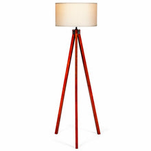 Load image into Gallery viewer, Gymax Modern Wood Tripod Floor Lamp Flaxen Lamp Shade w/ Foot Switch Home & Office