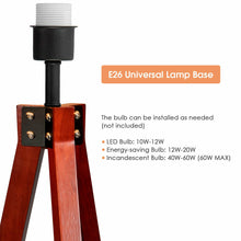 Load image into Gallery viewer, Gymax Modern Wood Tripod Floor Lamp Flaxen Lamp Shade w/ Foot Switch Home & Office