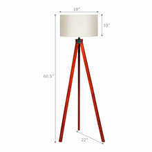 Load image into Gallery viewer, Gymax Modern Wood Tripod Floor Lamp Flaxen Lamp Shade w/ Foot Switch Home & Office