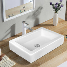 Load image into Gallery viewer, Gymax Rectangular Ceramic Bathroom Vessel Sink Above Counter Art Basin w/ Pop-up Drain
