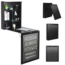 Load image into Gallery viewer, Gymax White/Black/Brown Wall Mounted Table Fold Out Desk with A Blackboard/Chalkboard