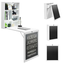 Load image into Gallery viewer, Gymax White/Black/Brown Wall Mounted Table Fold Out Desk with A Blackboard/Chalkboard