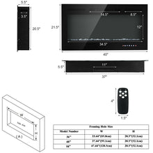 Load image into Gallery viewer, Gymax 40'' Electric Fireplace Recessed and Wall Mounted 750W/1500W W/ Multicolor Flame