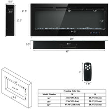 Load image into Gallery viewer, Gymax 50'' Electric Fireplace Recessed and Wall Mounted 750W/1500W W/ Multicolor Flame