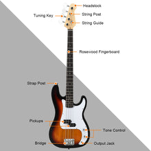 Load image into Gallery viewer, Gymax Full Size Electric Bass Guitar 4 String with Strap Guitar Bag Amp Cord Yellow