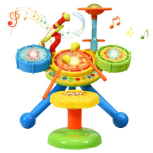 Load image into Gallery viewer, Gymax Kids Electric Jazz Drum Set Musical Instrument with Stool Microphone & LED Light
