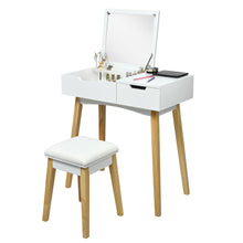 Load image into Gallery viewer, Gymax Vanity Makeup Table Cushioned Stool Set W/Flip Top Mirror &1 Drawer Writing Desk