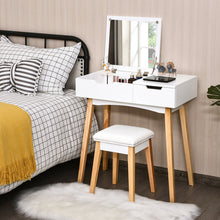 Load image into Gallery viewer, Gymax Vanity Makeup Table Cushioned Stool Set W/Flip Top Mirror &1 Drawer Writing Desk