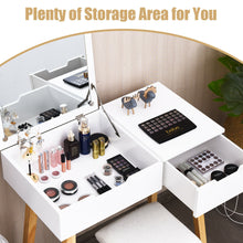 Load image into Gallery viewer, Gymax Vanity Makeup Table Cushioned Stool Set W/Flip Top Mirror &1 Drawer Writing Desk