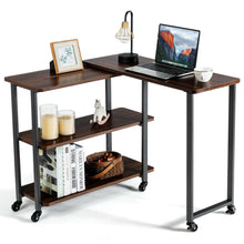 Load image into Gallery viewer, Gymax Walnut Sofa Side Table Rotating Bookcase End Table w/Wheels